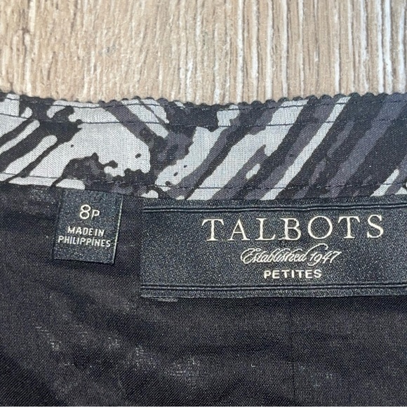 Talbots Women’s Black White Cotton Silk Blend Abstract Print Skirt Size 8 Petite - Picture 3 of 11